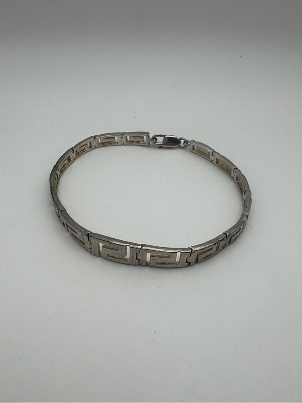 Greek Key Link Bracelet - Silver